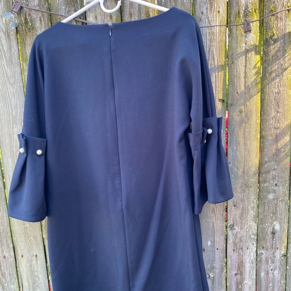 Banana Republic Bell-Sleeve Shift Dress With Pearl Accents - size 6 - Navy Blue - Picture 8 of 9